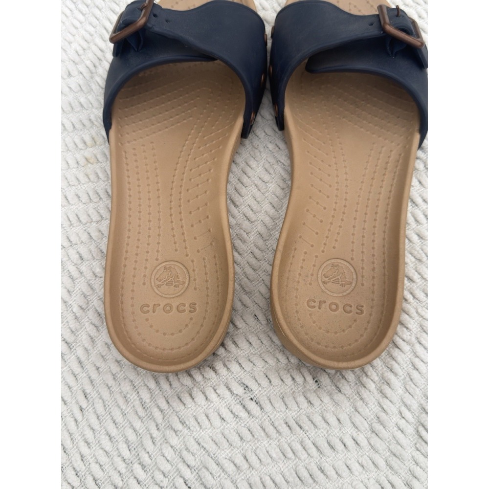 Crocs Sarah Buckle Strap Slide Womens Sandals Navy Blue Size 10 - Picture 5 of 9